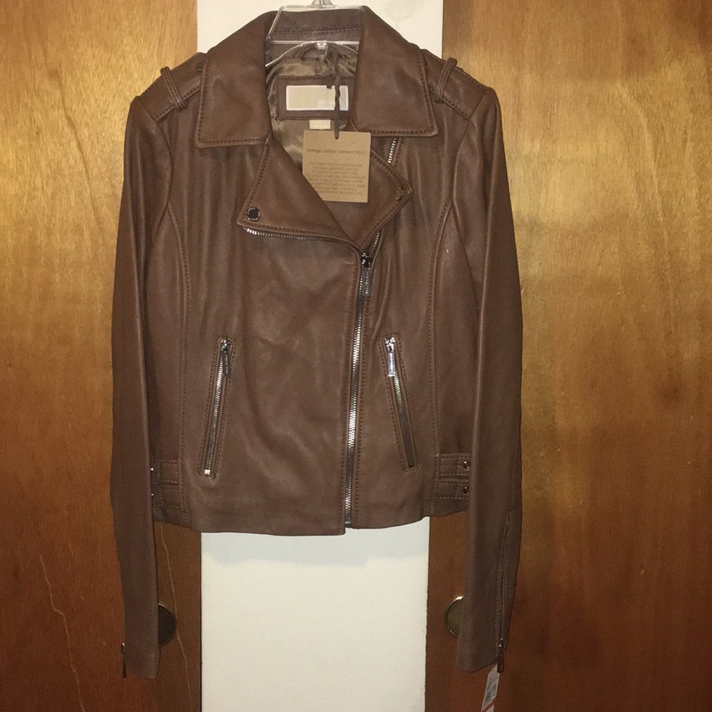 🐪 NWT Michael Kors Genuine Leather Moto Jacket